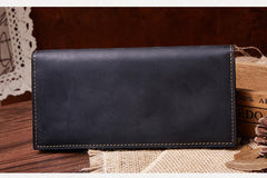 Handmade Leather Mens Clutch Wallet Cool Leather Wallet Long Phone Wallets for Men