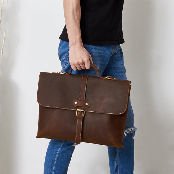 Genuine Leather Messenger Bag Briefcase Bag Cross Body Cool Chest Bag Travel Bag Hiking Bag For Men