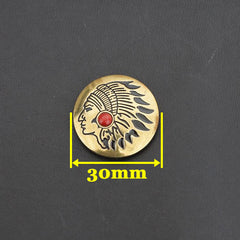 Indian Chief Brass Wallet Concho Stone Conchos Button Conchos Brass Screw Back Decorate Concho Stone Brass Biker Wallet Concho Wallet Conchos