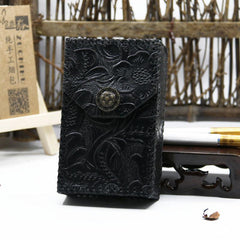 Cool Leather Mens Engraved Floral Handmade Cigarette Holder Case for Men