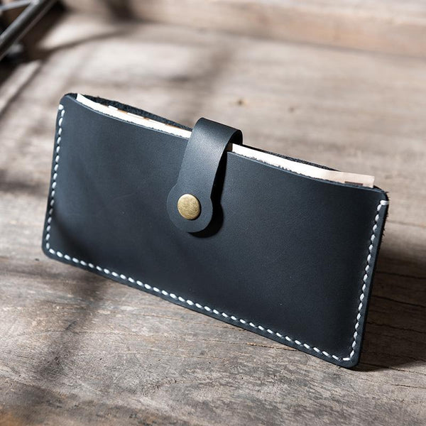 Handmade Leather Mens Clutch Wallet Cool Slim Leather Wallet Long Phone Wallets for Men