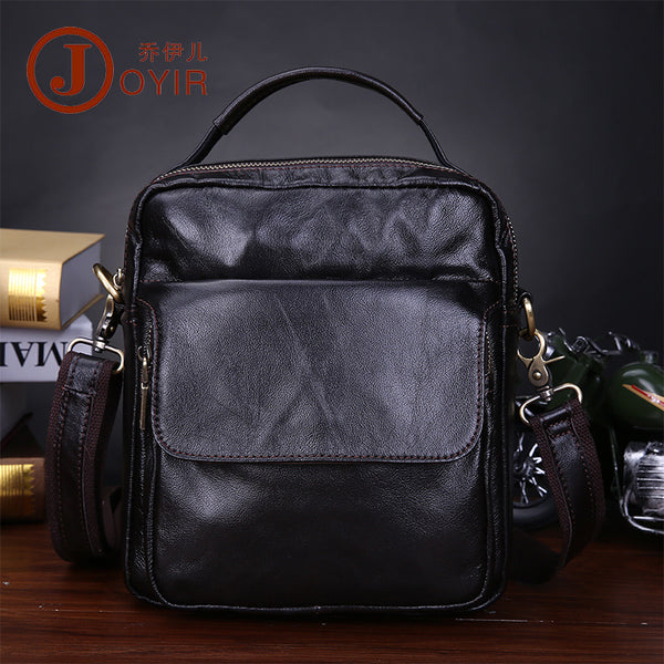 Black Genuine Leather Small Messenger Bag Small CrossBody Bag For Men