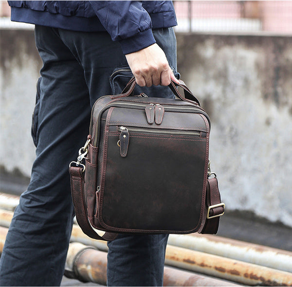 Genuine Leather Messenger Bag Cool Chest Bag Crossbody Bag Travel Bag Hiking Bag for men