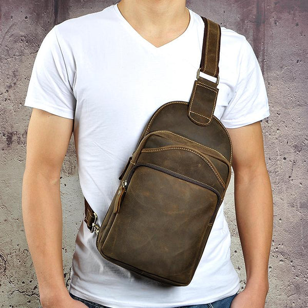 COOL LEATHER MENS SLING BAG CROSSBODY Backpacks CHEST BAG FOR MEN