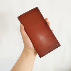 [On Sale] Handmade Vintage Mens Leather Long Wallets Cool Long Wallet for Men