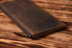 Handmade Leather Mens Cool Long Leather Wallet Zipper Clutch Wallet for Men - iChainWallets