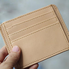 Vintage Brown Slim Leather Mens Card Wallet Small Card Holder Front Pocket Wallet For Men