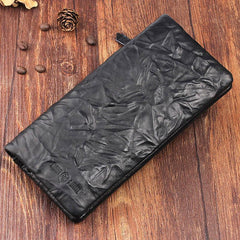 Handmade Leather Mens Cool Long Leather Wallet Bifold Clutch Wallet for Men - iChainWallets