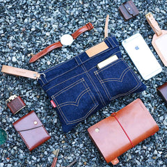 Cool Blue Jean Mens Clutch Bag Wristlet Wallet Zipper Clutch Wallet For Men