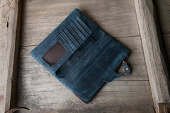 Handmade Leather Mens Clutch Wallet Cool Leather Wallet Long Phone Wallets for Men