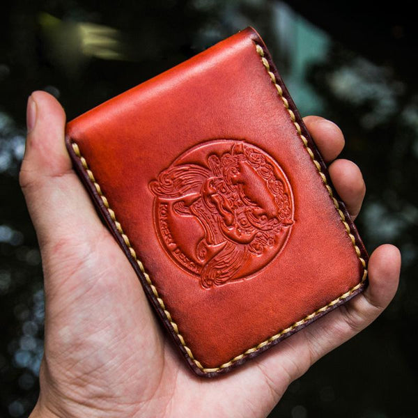 Handmade Leather License Wallets Mens billfold Wallet Cool Leather Wallet Small Wallet for Men