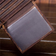 Handmade Leather Mens Cool Slim Leather Wallet Card Wallet Holders Men Small Wallets Bifold for Men