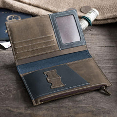 Handmade Leather Mens Travel Wallet Passport Leather Wallet Short Long Wallets for Men