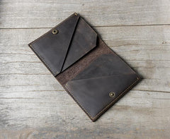 Handmade Leather Mens Cool Slim Leather Wallet Men Small Wallets Bifold for Men