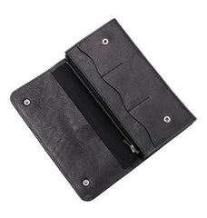 Tan Cool Leather Mens Long Wallet Black Bifold Wallet Long Wallet Brown Phone Wallet For Men