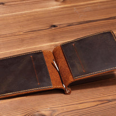 Slim Leather Mens Small Bifold Wallet Money Clip Wallet billfold Wallet Front Pocket Wallet for Men