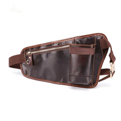 Vintage Cool Brown Leather Men's Chest Bag Sling Bag One Shoulder Backpack For Men