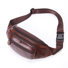 Vintage Leather Brown Men's Fanny Pack Chest Bag Waist Bag For Men
