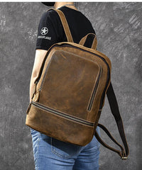 Vintage Leather Men's 13inch Computer Backpack Travel Backpack For Men