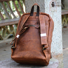 Vintage Leather Men's 13inch Computer Backpack Travel Backpack For Men
