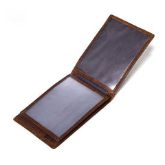 Vinatge Leather Small Mens License Wallet Bifold Card Wallet for Men