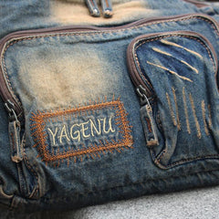 Denim Blue Mens Casual Side Bag Messenger Bag Denim Blue Postman Bags Courier Bag For Men