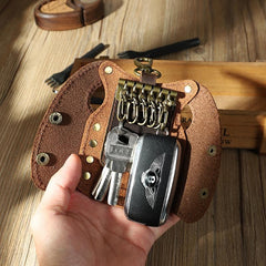 Vintage Leather Mens Key Wallet Car Key Holders with Belt Clip for Men