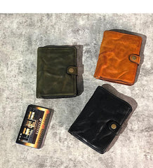 Vintage Handmade Black Leather Mens billfold Leather Wallet Men Tan Bifold Small Wallets for Men