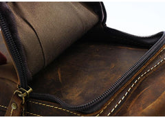 Vintage Large Brown Leather Mens Sling Bag Sling Pack Sling Backpack for Men