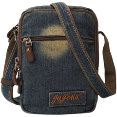 Vintage Womens Blue Denim Vertical Side Bag Denim School Messenger Purse for Women