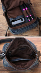 Vintage Womens Blue Denim Vertical Side Bag Denim School Messenger Purse for Women