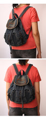 Vintage Womens Denim Backpack School Backpack Blue Denim School Rucksack For Women