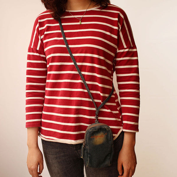 Vintage Womens Denim Mini Pouch with Shoulder Strap Denim Small Phone Purse for Women