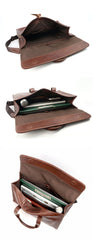 Vintage Black Mens Leather Briefcases Work Handbag Brown 14'' Computer Briefcases For Men