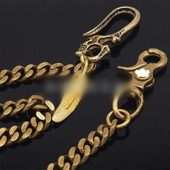 Cool Skull Mens Brass Wallet Chain Key Chain Wallet Gold Chain Pants Chain For Men