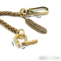 Cool Brass Skull 18'' Biker Wallet Chain Pants Chain Key Chain For Men