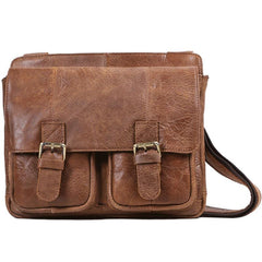 Vintage Brown Cool Leather Mens Messenger Bag Side Bag Shoulder Bags for Men