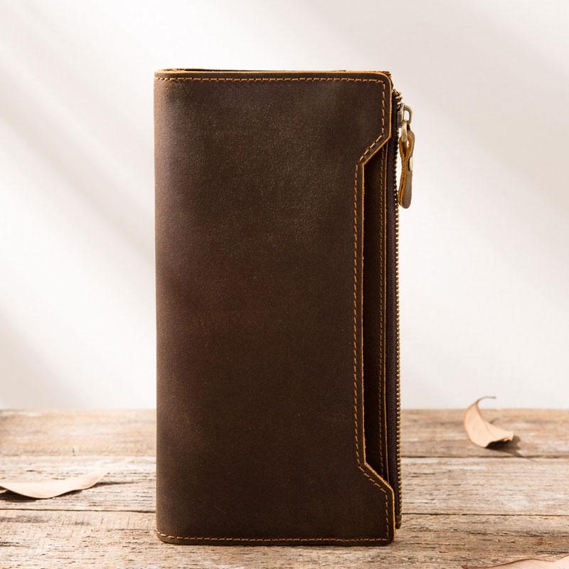 Vintage Cool Mens long Wallet Leather Wallet Long Wallet for Men - Side View