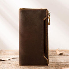 Vintage Cool Mens long Wallet Leather Wallet Long Wallet for Men - Side View