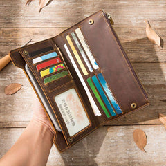 Vintage Cool Mens long Wallet Leather Wallet Long Wallet for Men - Lifestyle View