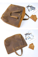 Vintage Dark Brown Mens Leather Briefcase Work Handbag Brown 15'' Computer Briefcases For Men