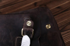 Vintage Brown Leather Small Side Bag Brown Vertical Messenger Bag For Men