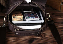 Vintage Brown Leather Small Side Bag Brown Vertical Messenger Bag For Men