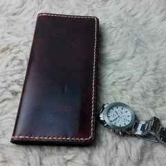 Vintage Leather Bifold Mens Long Wallet Leather Long Wallets for Men