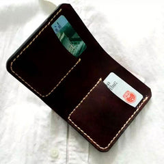 Vintage Leather Coffee Mens Small Wallet Leather Bifold Wallets for Men