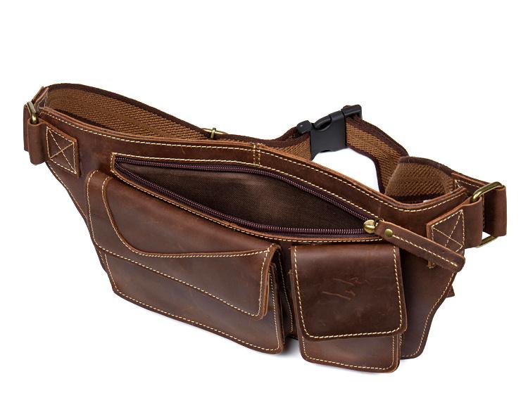 Vintage Leather Fanny Pack Mens Waist Bag Hip Pack Belt Bag Bumbag for –  iChainWallets