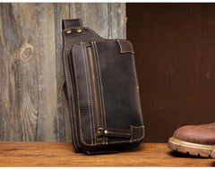 Vintage Leather Fanny Pack Mens Waist Bag Hip Pack Belt Bag Bumbag for Men