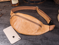 Vintage Leather Fanny Pack Mens Waist Bag Hip Pack Belt Bag Bumbag for Men