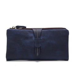 Vintage Leather Brown Mens Bifold Long Wallet Black Long Wallet for Men