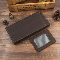 Vintage Mens Leather Long Wallet for Men Cool Bifold Coffee Wallet for Men